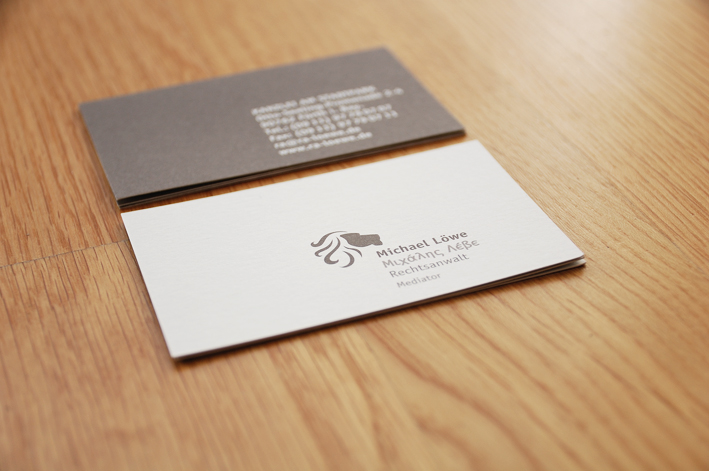 Business cards branding law firm Löwe
